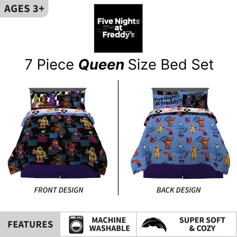 Franco Five Nights at Freddy's Kids Bedding Super Soft & Cozy Comforter and Sheet Set with Sham, 7 Piece Queen Size, (Officially Licensed Product) by - Image 3